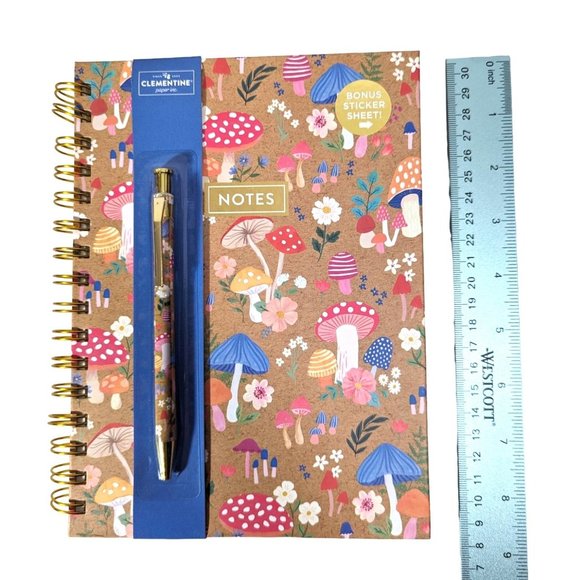 Clementine Mushroom Journal Pen Sticker Sheet Spiral Bound College Ruled - Picture 2 of 5